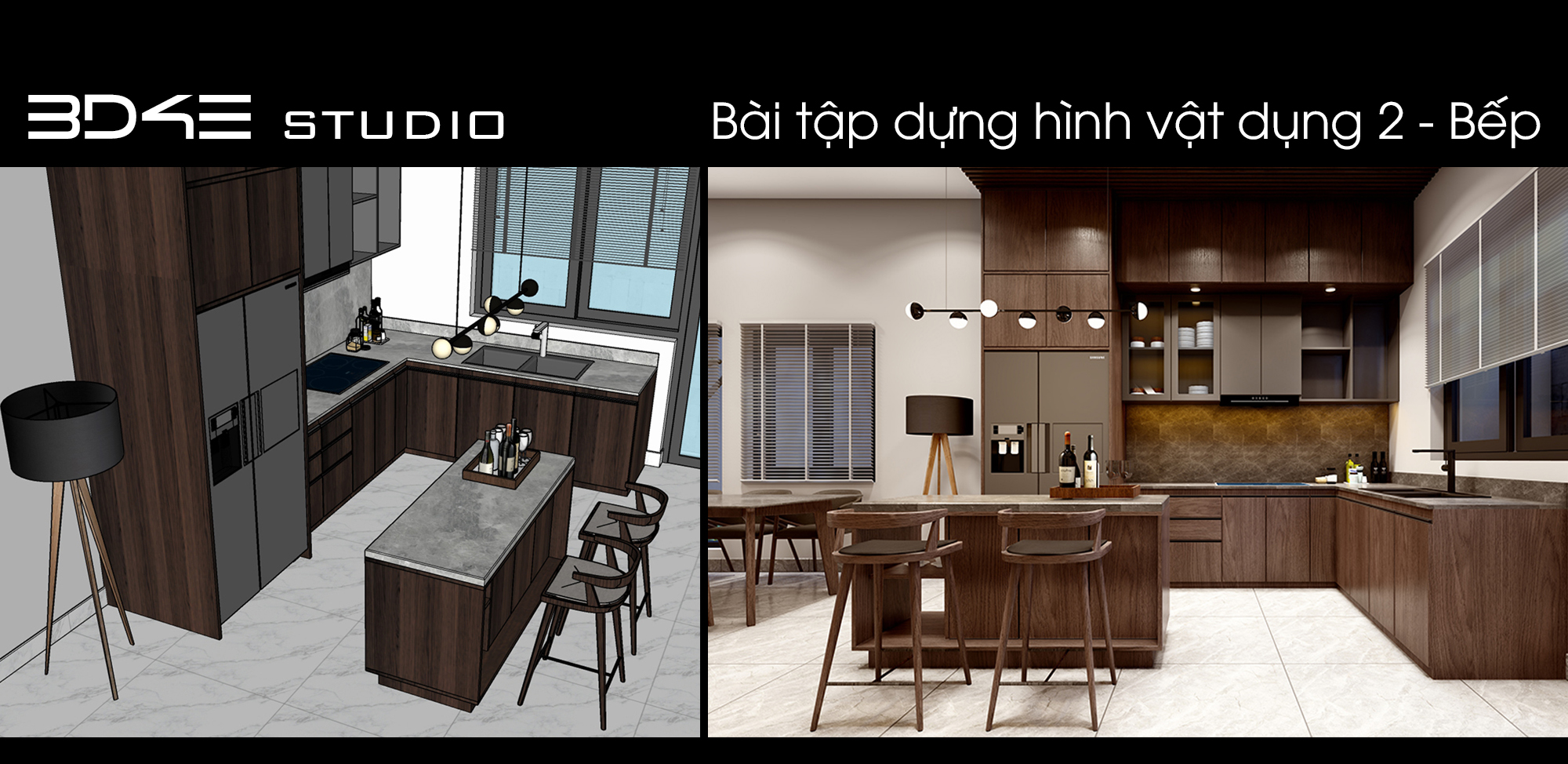 [SKETCHUP] - Bài tập dựng hình 2 - Bếp ăn